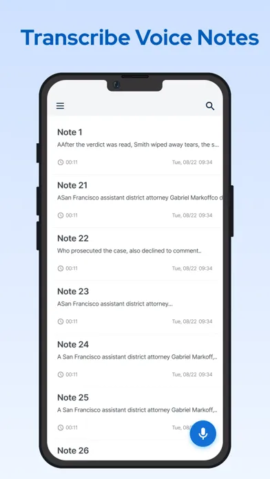 Zrzuty ekranu Transcribe Voice Notes