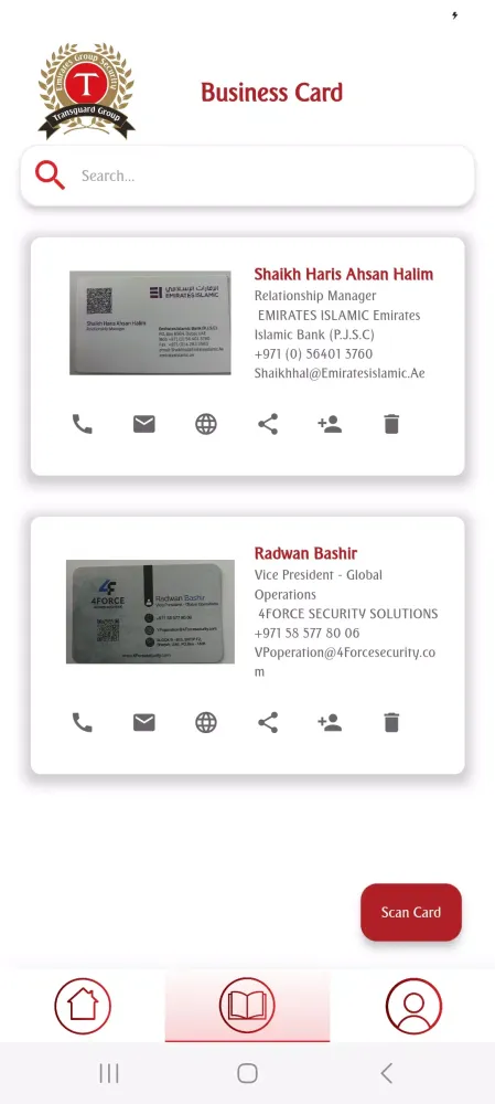 Tangkapan layar Transguard Business Card