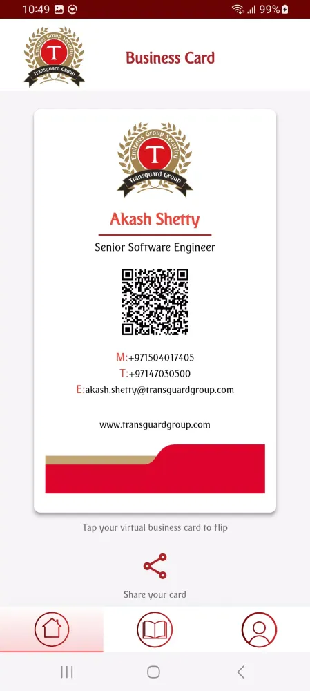 Tangkapan layar Transguard Business Card