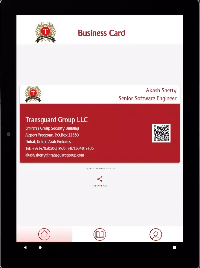 Tangkapan layar Transguard Business Card