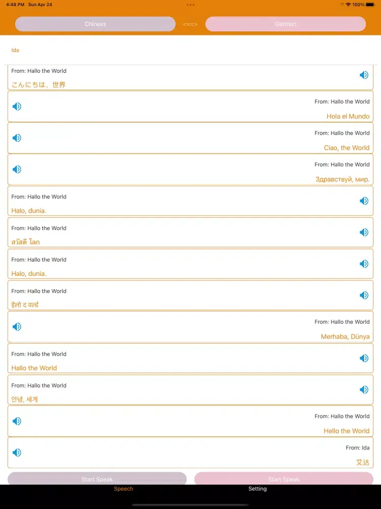Tangkapan layar Translation -Voice Translator iPad 