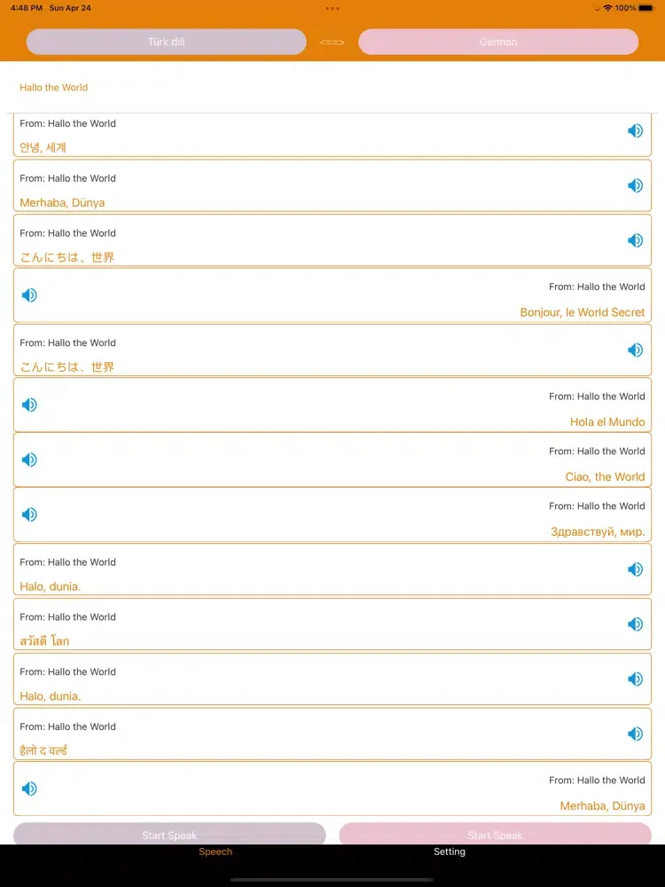 Tangkapan layar Translation -Voice Translator iPad 