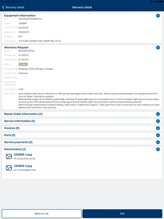 HT Warranty Mobile App iPad  Screenshots