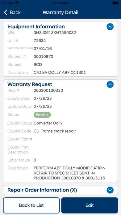 HT Warranty Mobile App Screenshots