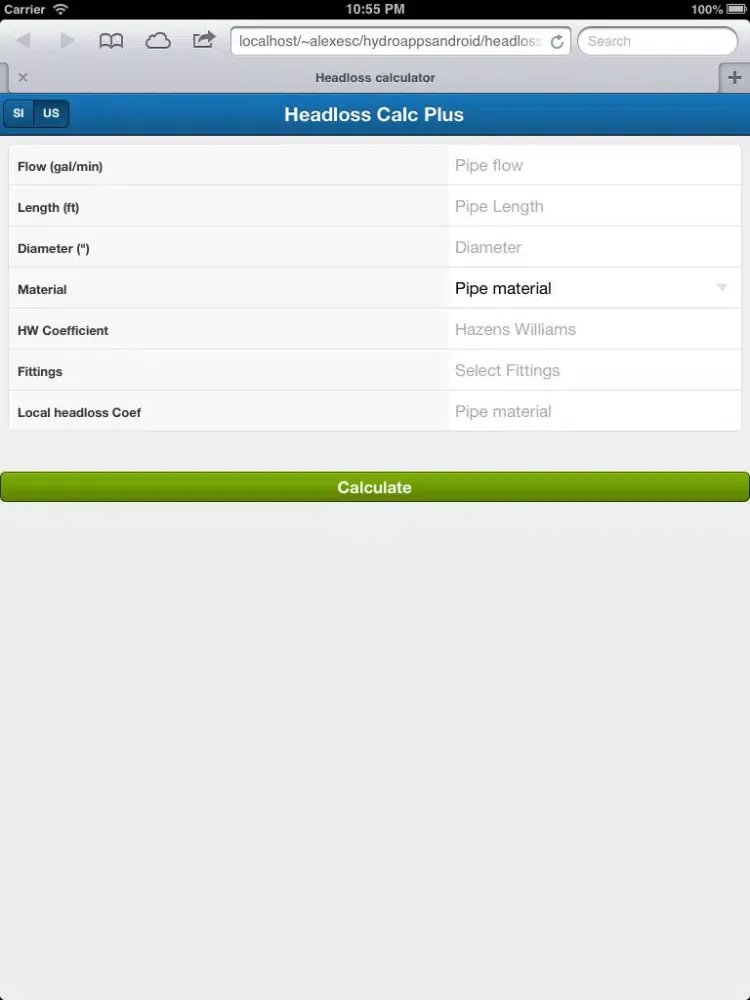 Capturas de tela do Headloss calculator iPad 