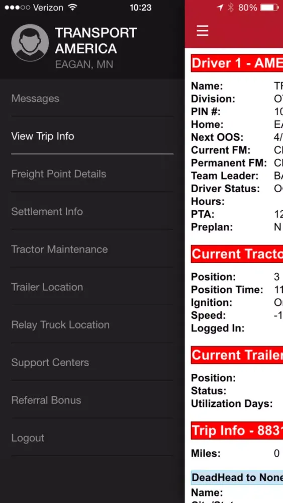 Capturas de pantalla de Transport America Driver App
