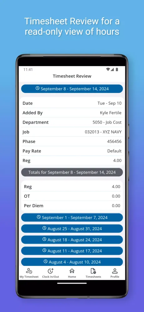Traqspera Timesheets स्क्रीनशॉट