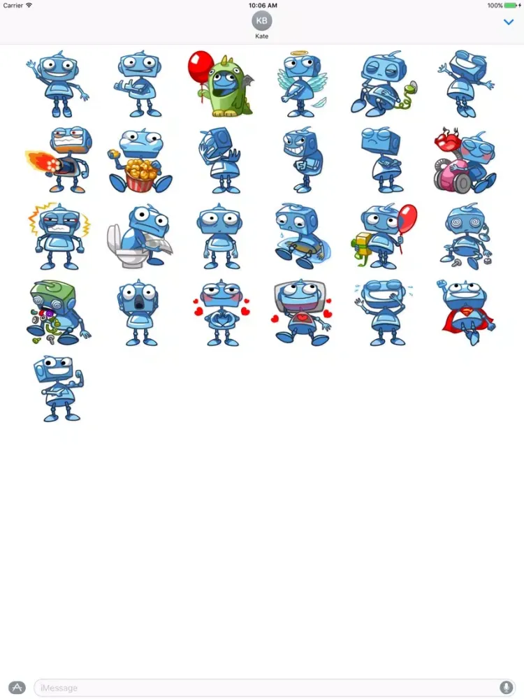 Blue Robots for iMessage iPad  スクリーンショット