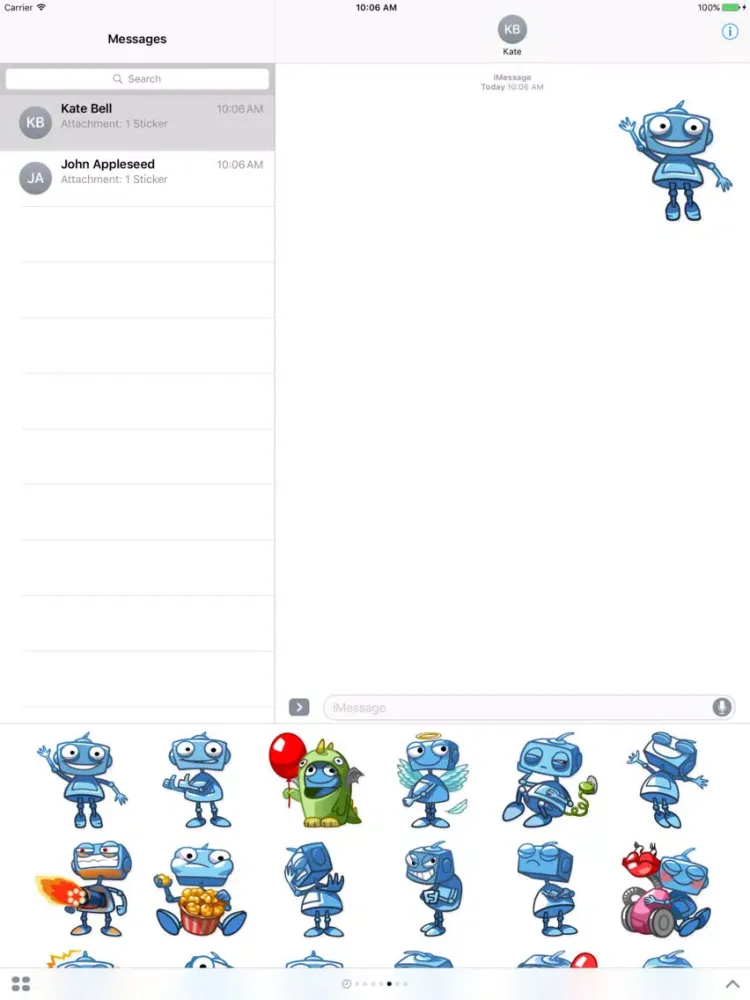 Blue Robots for iMessage iPad  スクリーンショット