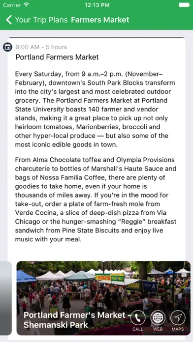 Travel Oregon Trip Itinerary Screenshots