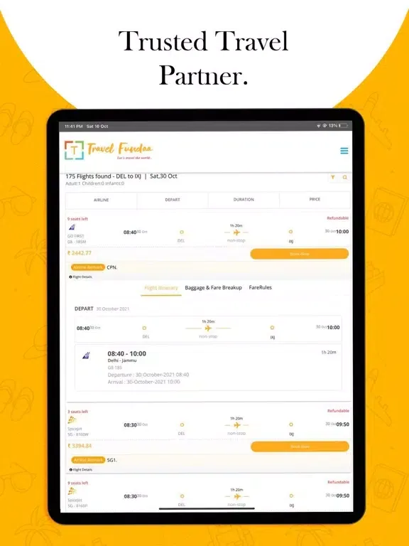 Tangkapan layar Travel Fundaa iPad 