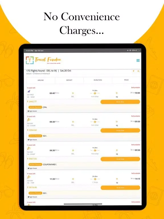 Tangkapan layar Travel Fundaa iPad 