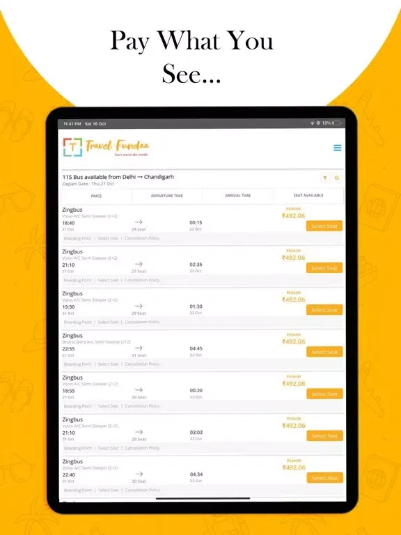 Tangkapan layar Travel Fundaa iPad 