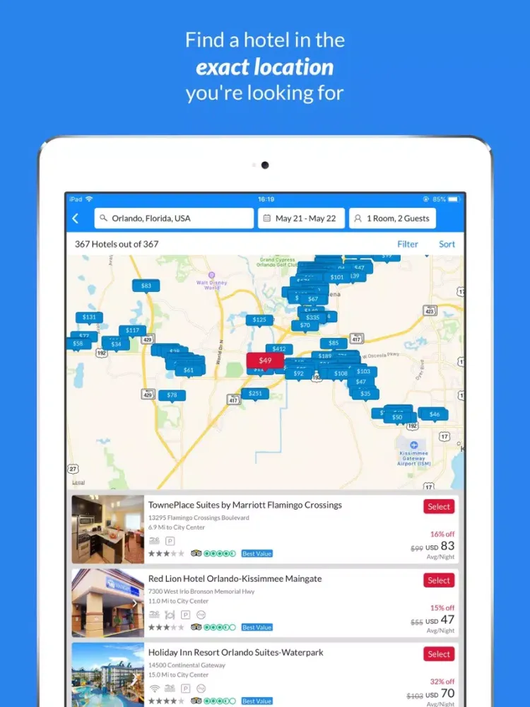 Zrzuty ekranu Last Minute Travel Deals iPad 