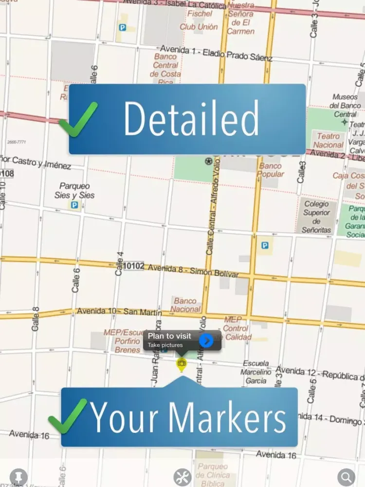 Costa Rica Travelmapp iPad  Screenshots