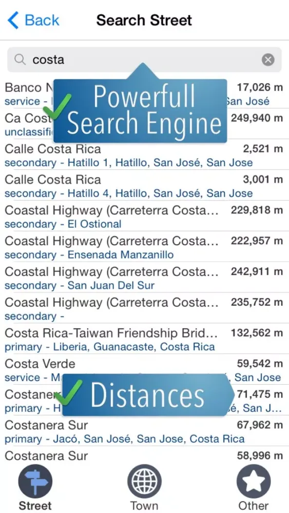 Costa Rica Travelmapp Screenshots