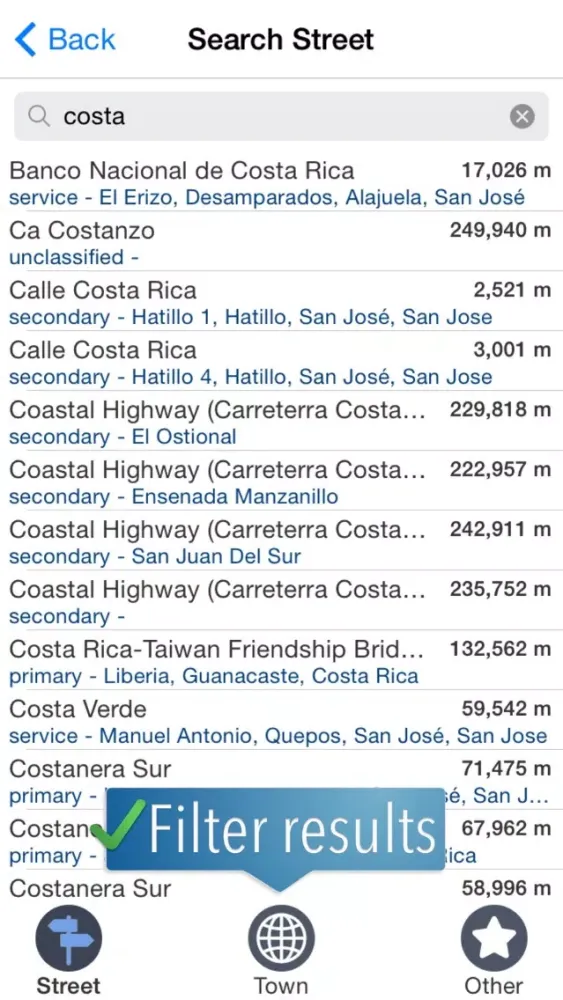 Costa Rica Travelmapp Screenshots