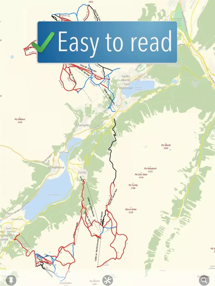 Capturas de tela do Sankt Moritz Ski Map iPad 
