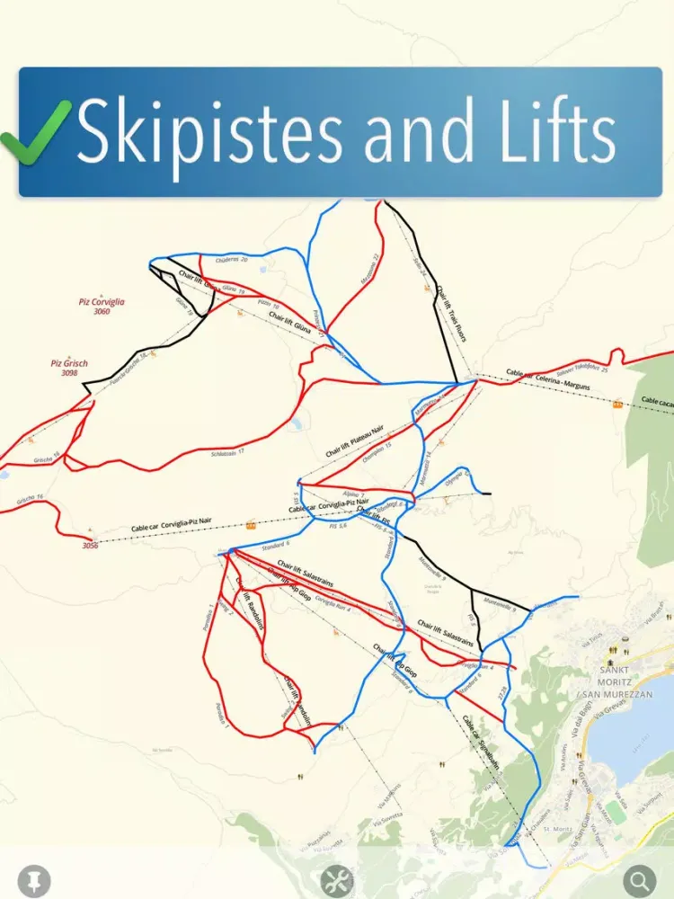 Capturas de tela do Sankt Moritz Ski Map iPad 