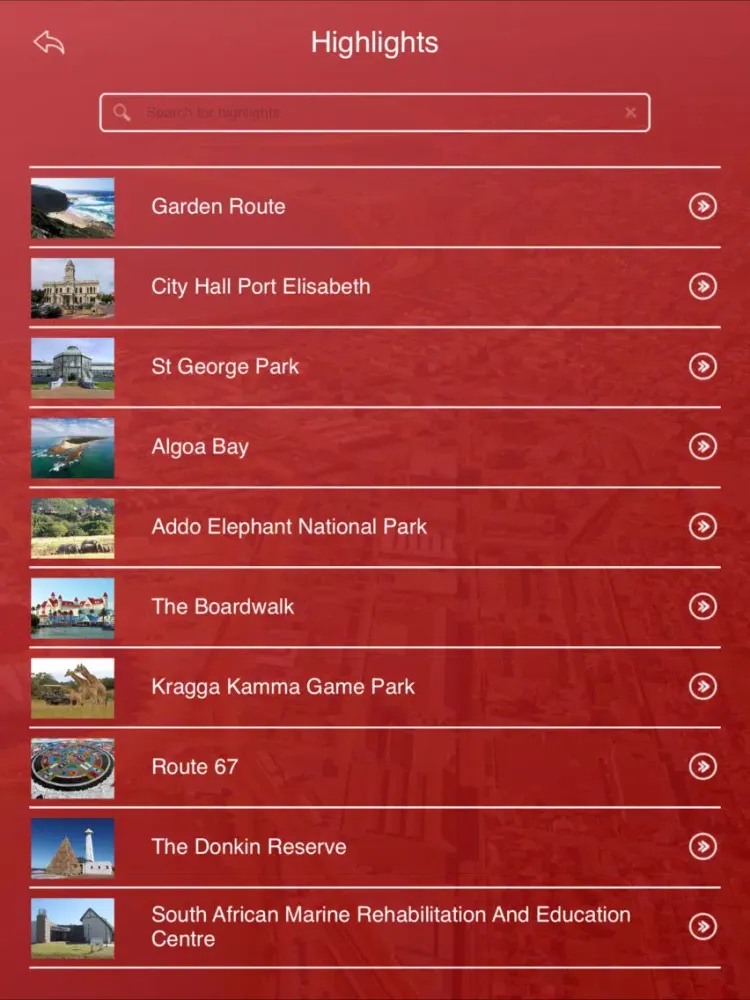Ảnh chụp màn hình của Port Elizabeth Tourist Guide iPad 