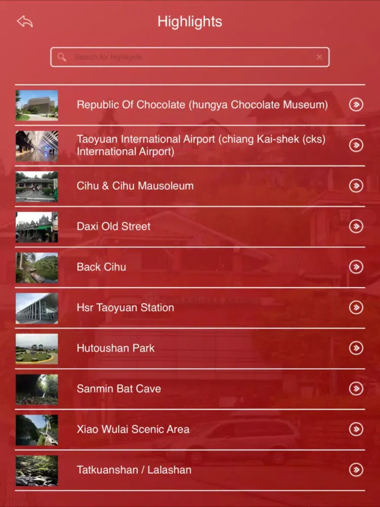 Capturas de tela do Taoyuan Tourist Guide iPad 