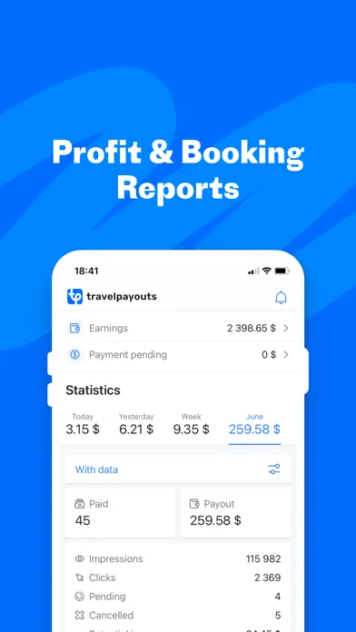 Capturas de tela do Travelpayouts