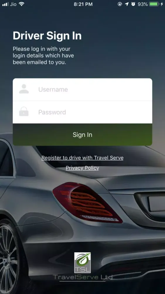 Travelserve Driver Screenshots