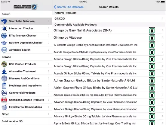 Screenshot di Natural Medicines iPad 