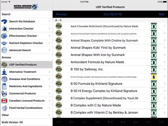 Screenshot di Natural Medicines iPad 