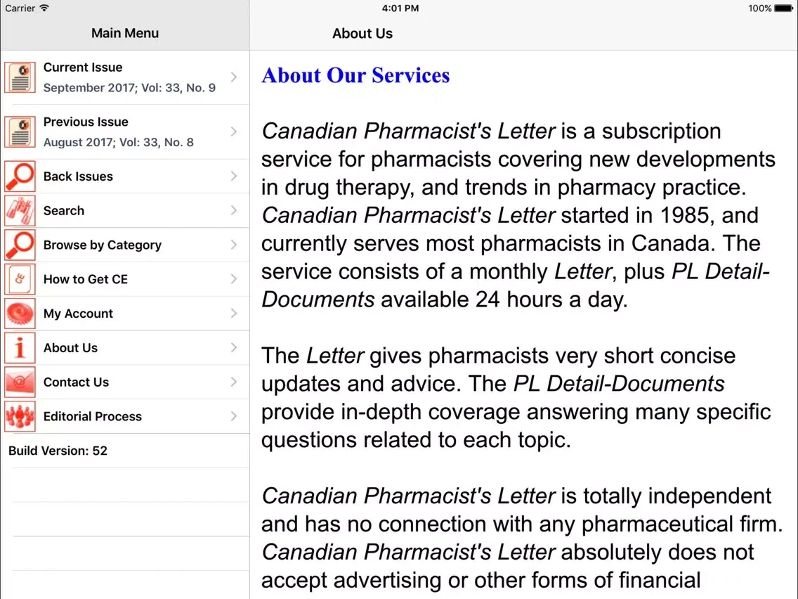 Canadian Pharmacist's Letter® iPad  سکرین شاٹس