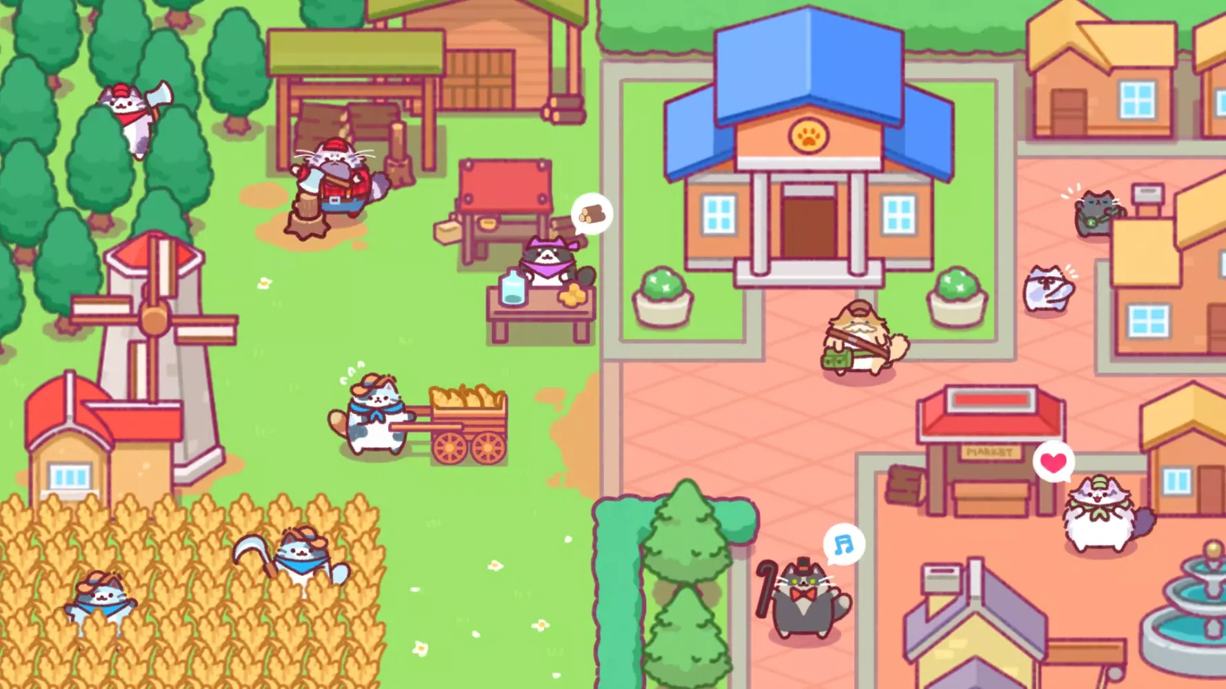 Capturas de tela do Cat Town Valley: Healing Farm