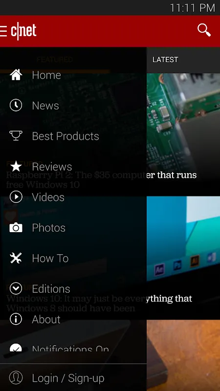 Captures d'écran de CNET