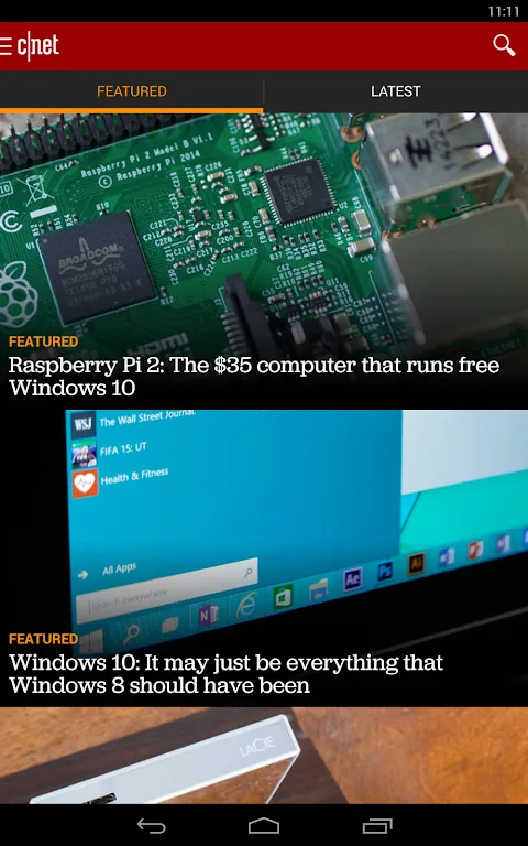 Captures d'écran de CNET
