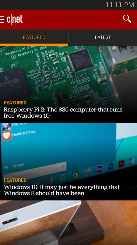 Captures d'écran de CNET