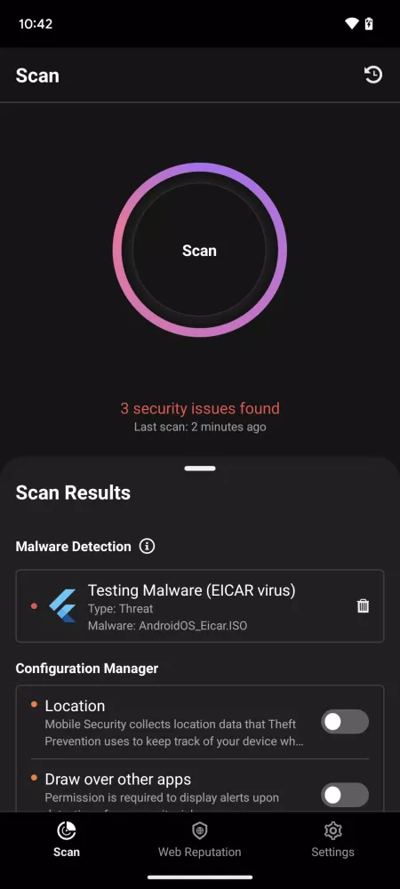 Mobile Security Screenshots