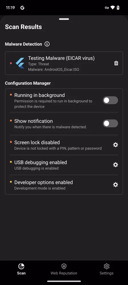 Mobile Security Screenshots