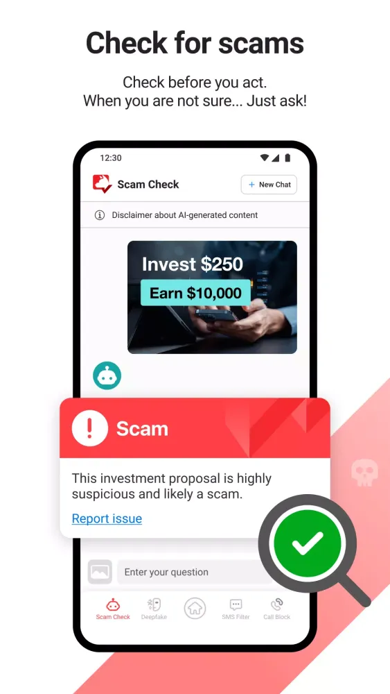 Tangkapan skrin Trend Micro ScamCheck