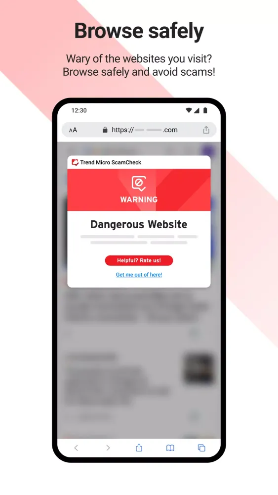 Tangkapan skrin Trend Micro ScamCheck