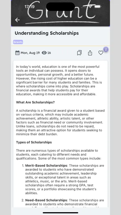 Ảnh chụp màn hình của US Grants and Loans