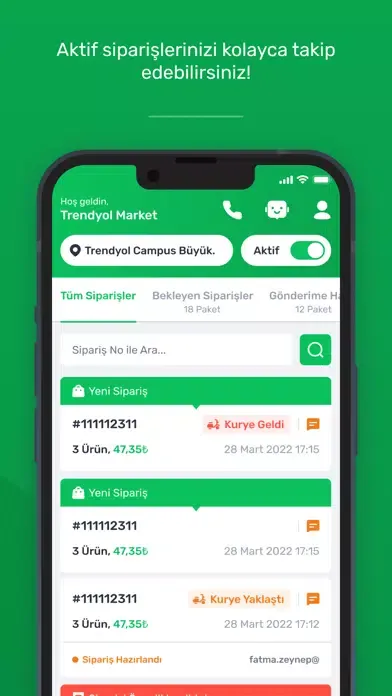 Ảnh chụp màn hình của Trendyol Market Paneli