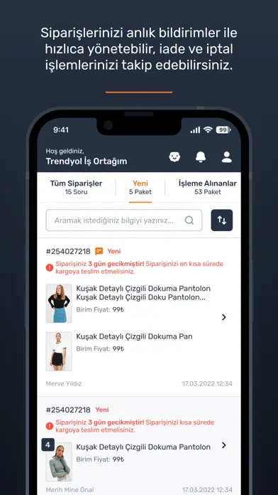 Tangkapan layar Trendyol Satıcı Paneli
