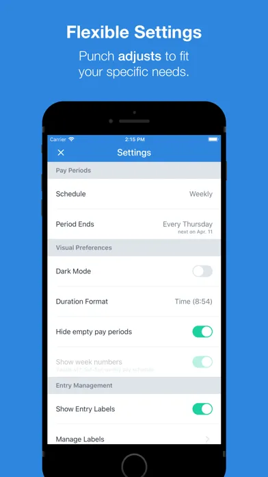 Punch Time Clock Hours Tracker Screenshots