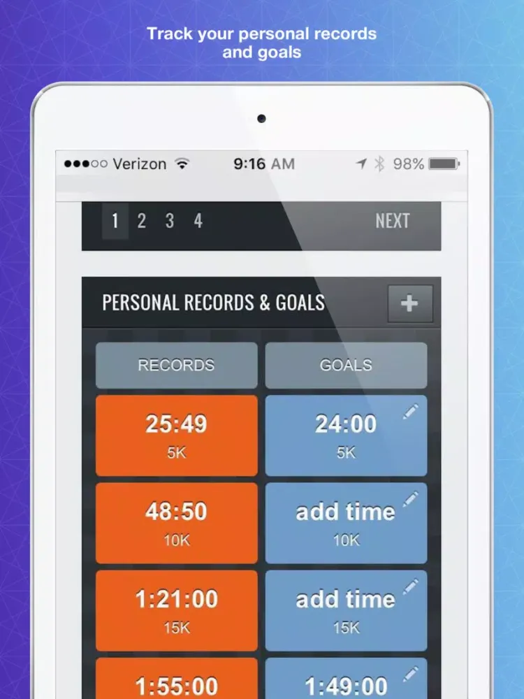 Tangkapan skrin My Races - Race itinerary, results, personal records, and goal management for runners, cyclists, and triathletes iPad 
