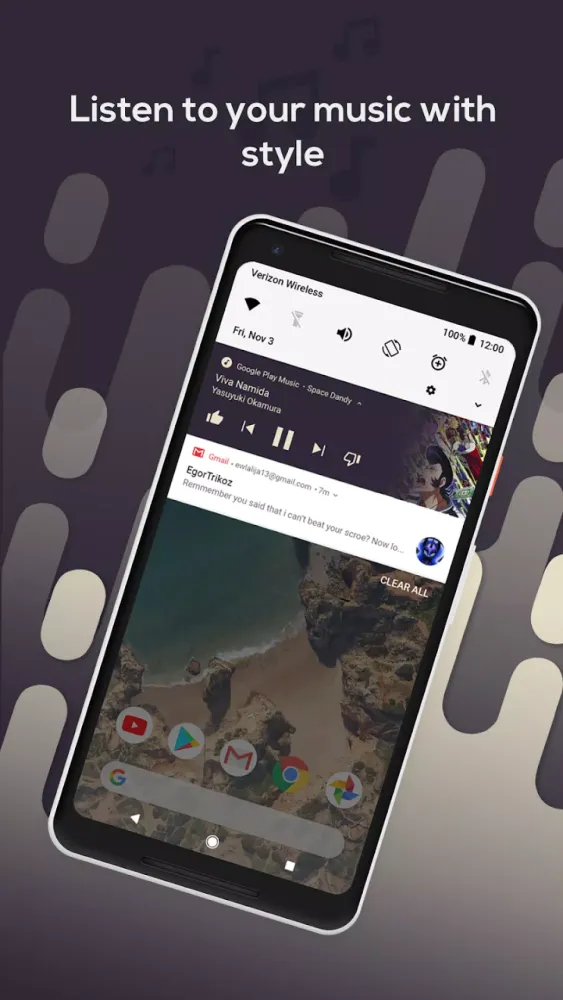 Скриншоты Material Notification Shade