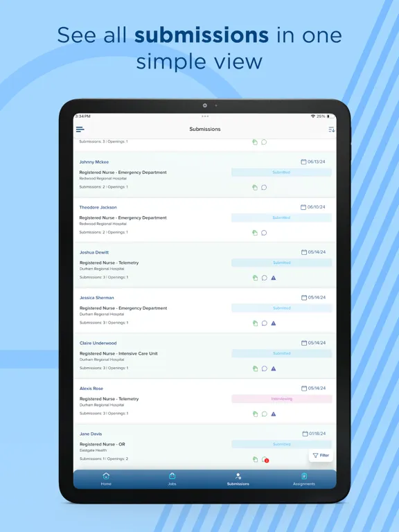 Triage Plus iPad  Screenshots