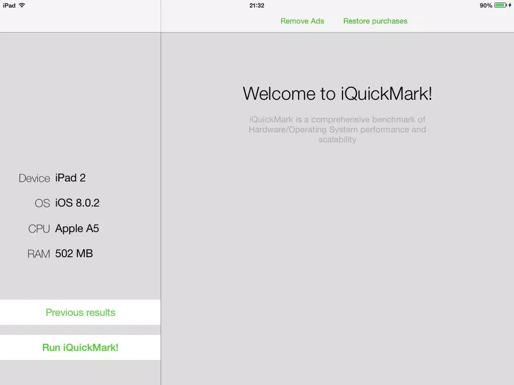 iQuickMark Ultimate Performance Tester iPad  स्क्रीनशॉट