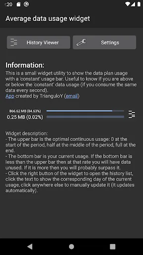 Average data usage widget Screenshots