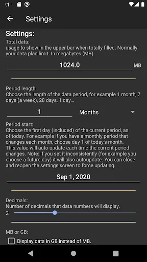Average data usage widget Screenshots
