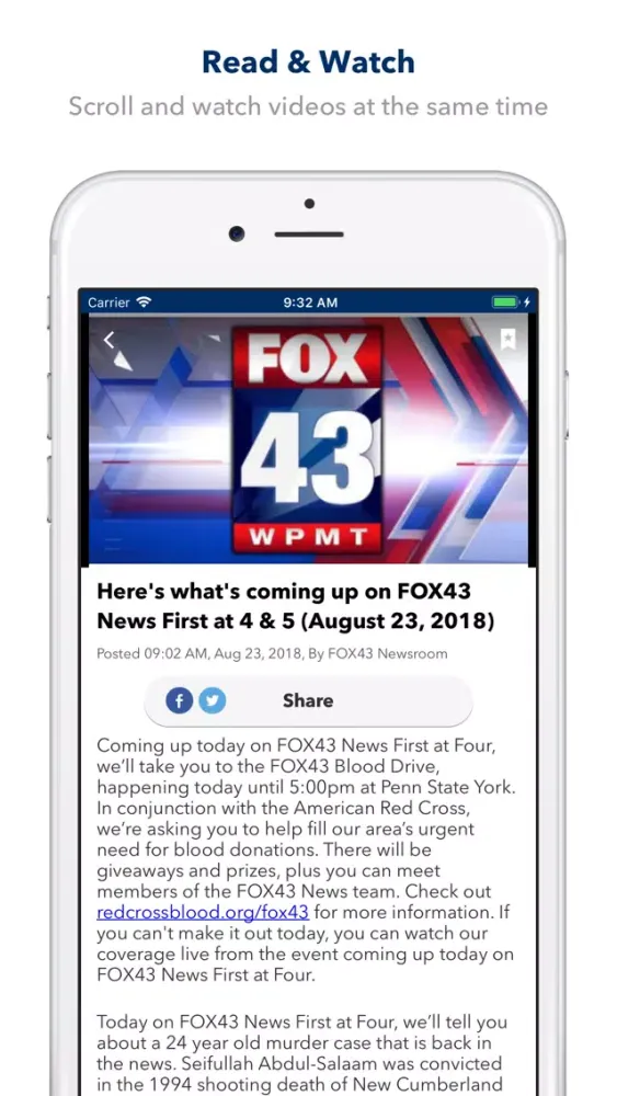 Ảnh chụp màn hình của FOX43 News - Harrisburg