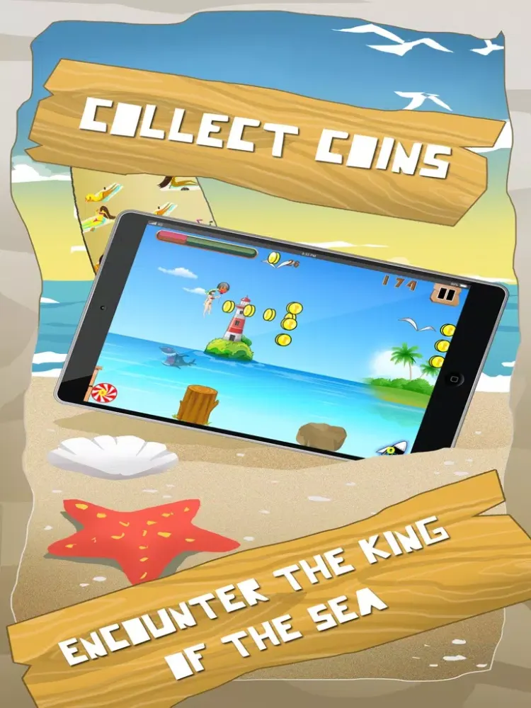 Beach Bikini Girls: Jump and Escape the Shark iPad  Screenshots